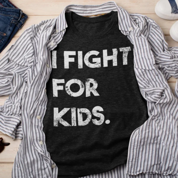 Picture of I Fight For Kids t-shirt with a cool outfit.